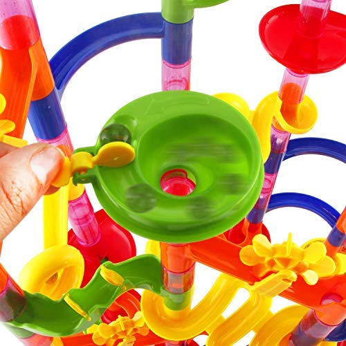 Chocozone Plastic Marble Run Track 108 Piece Marble Maze Building Sets Multicolour, 5 Years Old, 113 Pieces&Chocozone Soft Rubber and Solid Wooden Table Tennis Indoor Outdoor Trainer for Kids 2