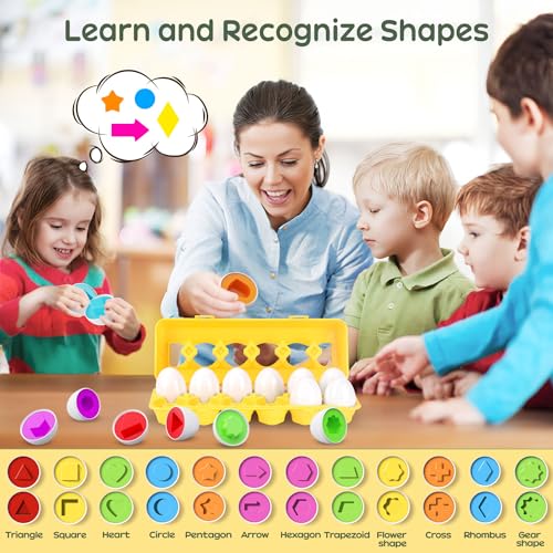 CPSYUB Matching Eggs Toys Color & Shape Recognition Sorter Puzzle, Montessori Toys for Baby Easter Travel Bingo Game, Sensory Early Learning Fine Motor Skills for Year Old Kids - Image 5