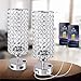 Focondot USB Crystal Table Lamp with Press Switch,Stylish Nightstand Lamps with Dual USB Charging Port,Silver Bedside Lamp Perfect for Bedroom Living Room Office Guest Room(Set of 2)