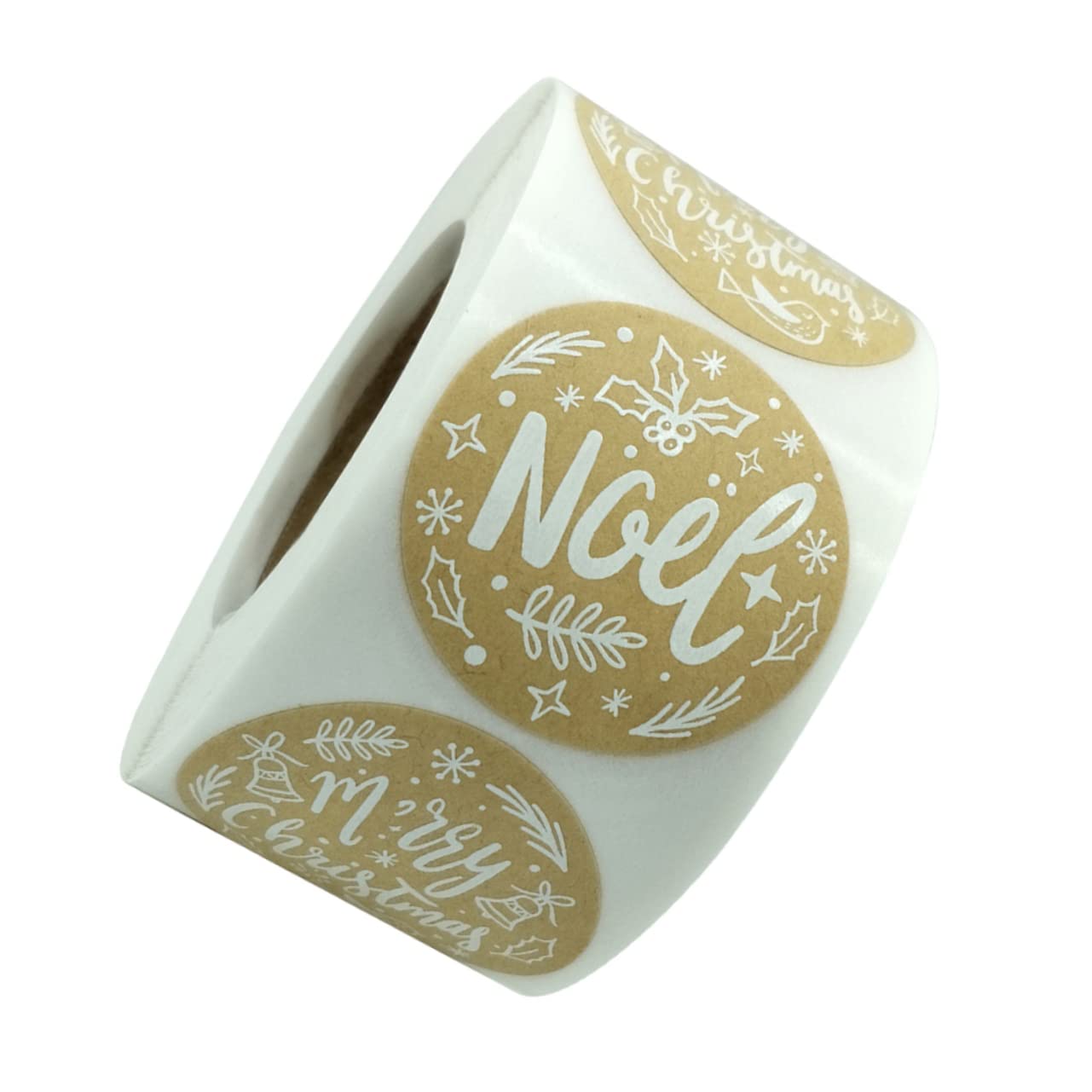 Tofficu 3rotoli Adesivi Natalizi Autoadesivi Carta Kraft Stickers Per Confezioni Etichette Scrivibili Per Imballaggio e Decorazioni Festive Design Unico Per Atmosfera Di Festa