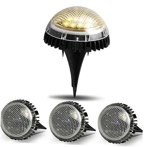 Hemoton 4Pcs Solar Powered Ground Lamp LED Landscape Disc Lights for Outdoor Use Warm Light Decorative Lighting for Garden Patio and Pathway Decor