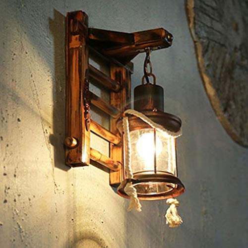 E27 Holz Retro Wandleuchte Kreativ Harz Vintage Antik Nostalgie Hanfseil Rustikale Wandlampe Glas Lampenschirm Korridor Treppen Schlafzimmer Gang Cafe Bar Esszimmer Küche Wohnzimmer Kronleuchter