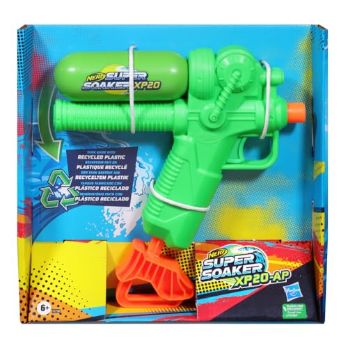 Image of Nerf Super Soaker XP20-AP Water Blaster, Tank Made with Recycled Plastic, Air-Pressurized Continuous Water Blast | Pichkari for Outdoor Water Games | Branded Toy Pichkari for Holi | Kids Ages 6+