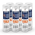 Aquaboon 1 Micron 10" x 2.5" String Wound Sediment Water Filter Cartridge | Universal Replacement for Any 10 inch RO Unit | Compatible with WFPFC4002, CW-F, PFC4002, SWC-25-1001, SWF-25-1001, 6-Pack