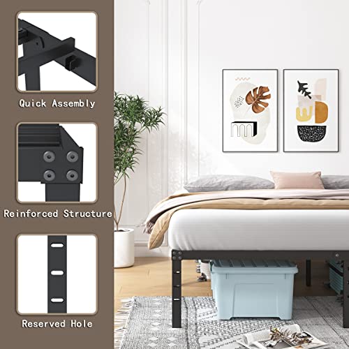 Aldrich 18 Inch Metal Full Size Bed Frame - Black Basic Anti Squeak Steel Slats Platform, Easy Assembly Heavy Duty Noise Free Bedframes, No Box Spring Needed #TOP5