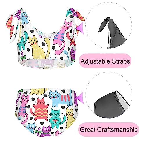 Image of CaTaKu Girls Swimsuit Two Piece Toddler Swimwear Kids Bathing Suits for Girls Bikini Set 3-12T