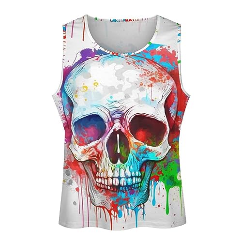 MARSVOVO Men's Graphic Tank Tops Novelty Skull 3D Print Muscle Casual Sleeveless T-Shirt Summer Cool Crew Neck Tees4