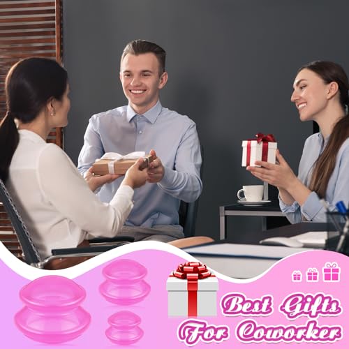 Image of TrelaCo 6 Pcs Silicone Cupping Kit for Massage Therapy,Clear Hot Pink | Cupping Cups 3 Sizes, Suction Therapy for Body Massage Myofascial, Relieves Cellulite Muscle Pain Tension, Studio Household