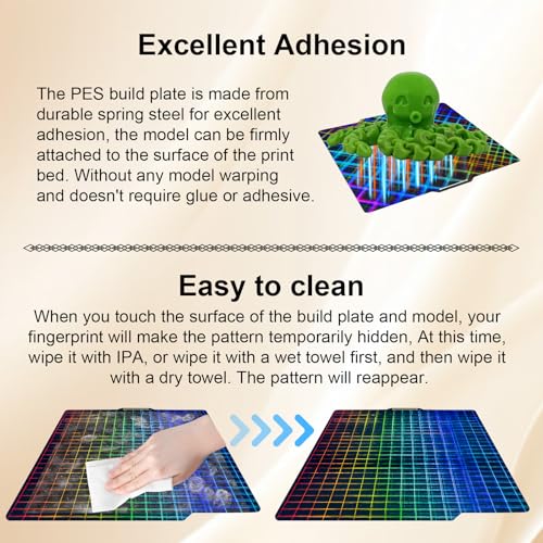Image of IdeaFormer-3D Smooth Rainbow Mesh+Plaid PES Sheet for Bambu Lab X2D /X1 /X1C /X1E /P1P /P1S /P2S /A1, Flexible PES Build Plate for Bambu Labs 3D Printer Platform 257x257mm