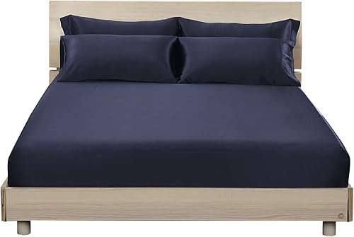 LilySilk Juego de sábanas bajeras de seda de 3 piezas, 100% seda de morera grado 6A, 2 fundas de almohada de seda y 1 sábana bajera de seda,