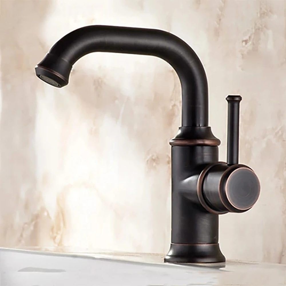 Robinets de salle de bains monotrou anti-calcaire en bronze SLT042
