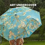 Signare Składany lekki wiatroszczelny parasol z Van Gogh migdałowy kwiatowy wzór sztuki (Van Gogh Almond, (UM-VG-ALMOND)
