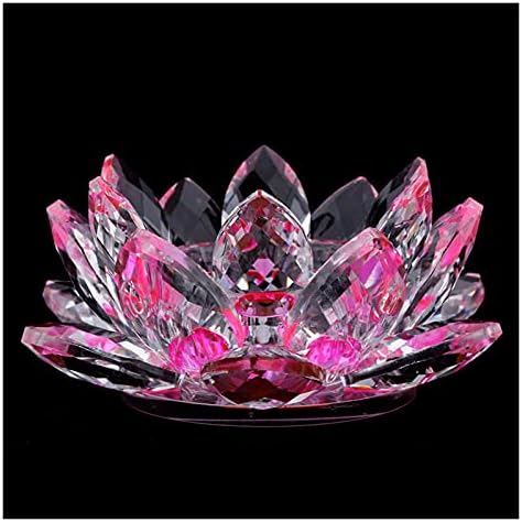 1 pc Crystal Lotus Flower Candle Holder Tealight Candlestick Valentines Day Art Decor (Color : Pink)