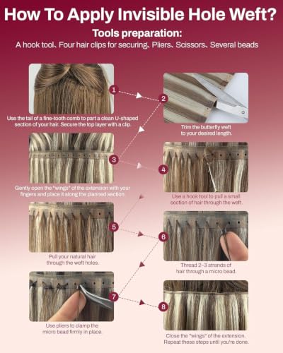 Image of Moresoo Butterfly Weft Hair Extensions Remy Human Hair 14 Inch 50g | Remy human hair butterfly weft, light ash beige blonde, OVO PU hole, for adding volume with soft straight blend