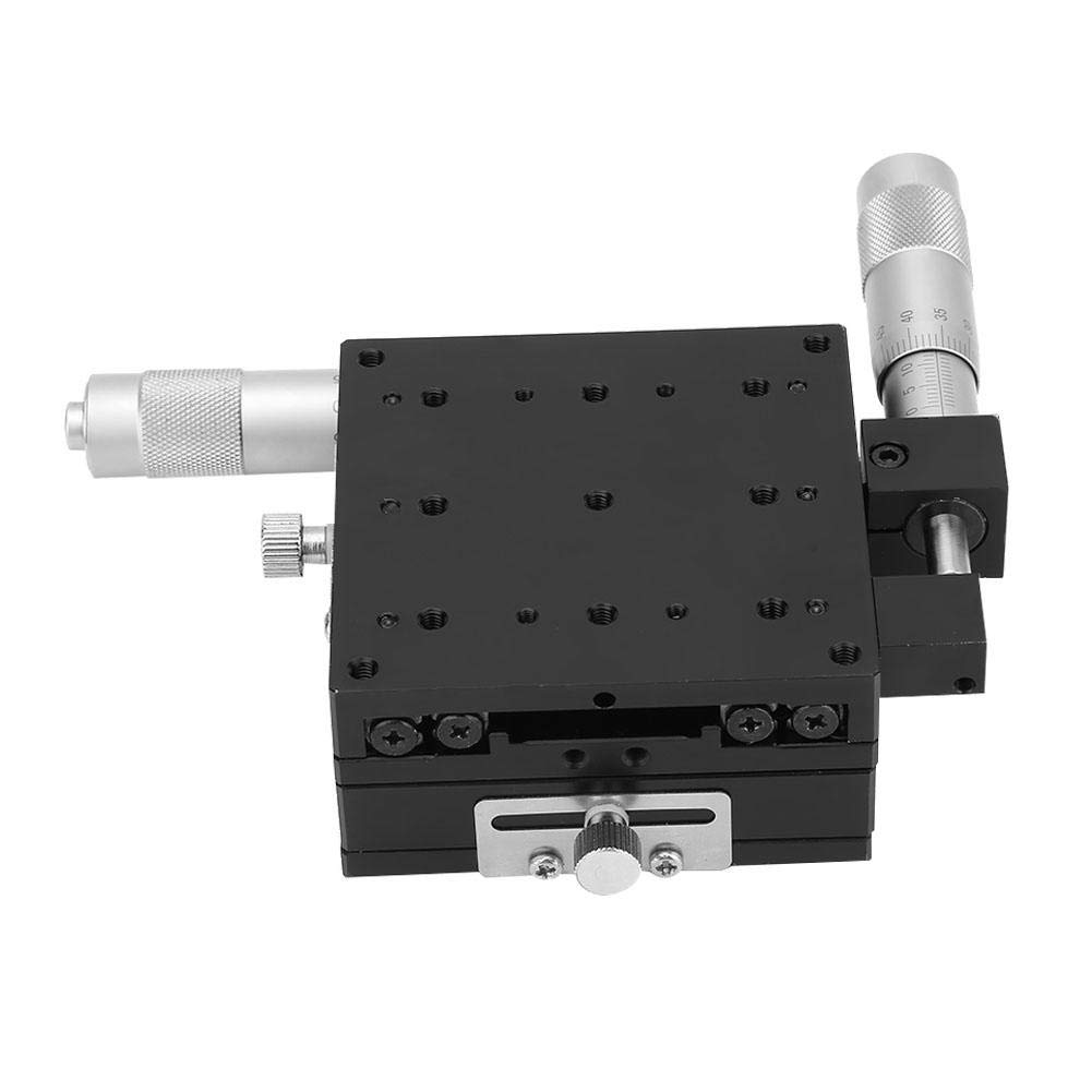 Manueller XY-Lineartisch mit 2 Achsen, 80 × 80 × 40 mm Hohe Genauigkeit Kreuzrollen-Linearbewegung Manueller Bühnen-Schiebetisch SEMY80-AS Linearer Schiebetisch für Präzisionsinspektion usw
