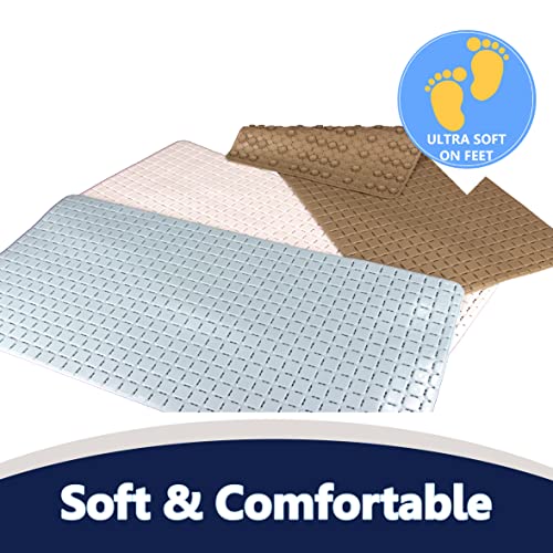 SAFELAND- Non-Slip Bath, Shower, Tub Mat, TPR Material, Eco-Friendly, Non-PVC, Machine Washable, No Odor, with Powerful Suction Cups and Drain Holes, Euro Tile (15