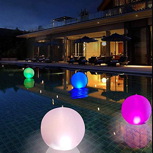 YONGQING Luzes de LED solares infláveis, luzes flutuantes de piscinas de 33 cm à prova d'água, luz