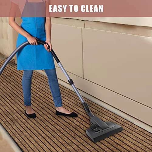 Zgr Runner Rug 2 Ft X 6 Ft Indoor/Outdoor Low Profile, Hallway, Kitchen, Patio, Deck Area, Rv, Entryway, Garage, With Natural Non-Slip Rubber Backing, Brown With Brown Stripe, Custom #TOP4