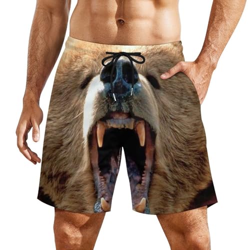 Roaring Grizzly Bear Men's Swim Trunk Quick-Dry Shorts with Mesh Lining And Pockets2