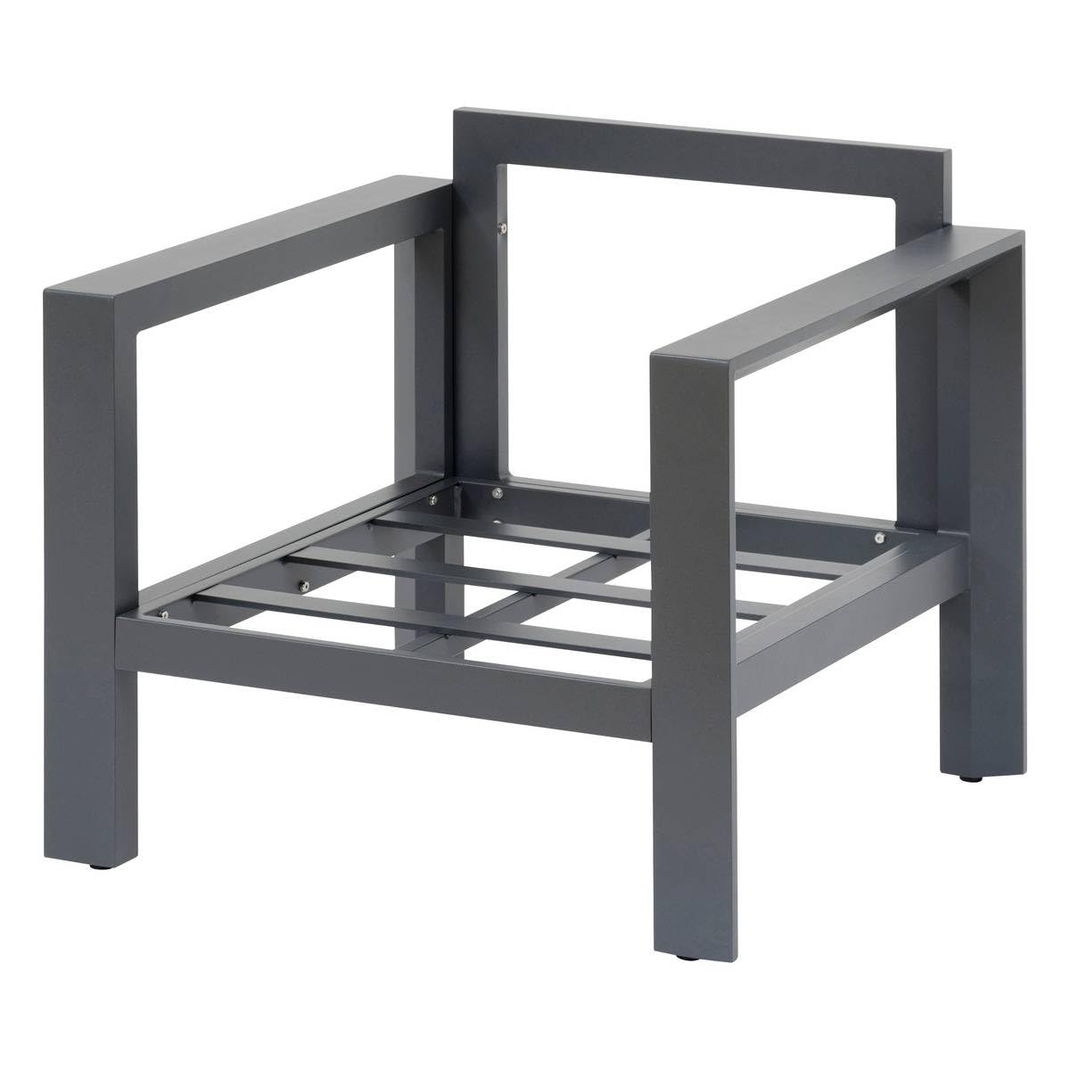 Hespéride - Salon Bas de Jardin Evasion 5 Places Gris Foncé - Aluminium traité Anti-Rouille et Oléfine - Coussins Déhoussables, Déperlants - Mobilier d'Extérieur pour Jardin, Patio