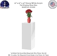 Vista 102 de Acrylic Display Riser Box Clear Plexiglass 12" x 12” x 19” No Lid Hollow Pedestal 5 Sided Display Trinkets Flowers Dust Cover Bin Collectible Items