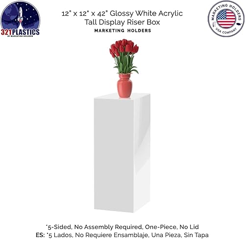 Miniatura 95 de Marketing Holder - Cubo de exhibición alto de 12 x 12 x 42 pulgadas, soporte de escultura artística de plexiglás acrílico, columna elevadora hueca