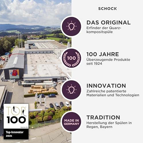 SCHOCK® Küchenarmatur Epos Onyx I schwarze Hochdruck Armatur mit ausziehbarer Schlauchbrause I 360° drehbar I Spültischarmatur für Küchenspüle I Design modern I wassersparend I Einhebelmischer Messing