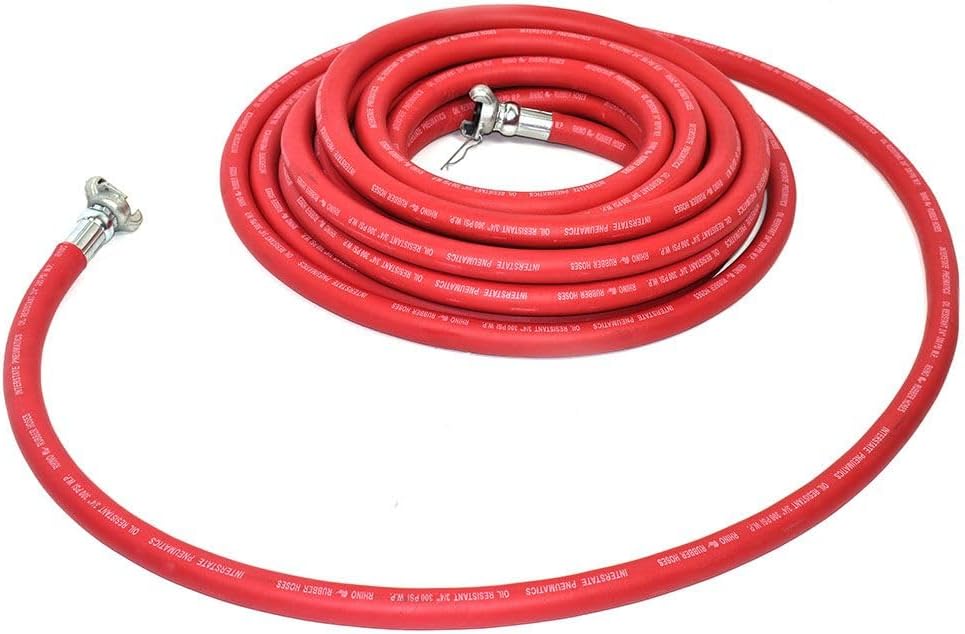 Interstate Pneumatics HJ19-050E Jack Hammer Red Rubber Air Hose 3/4 Inch x 50 Feet 300 PSI
