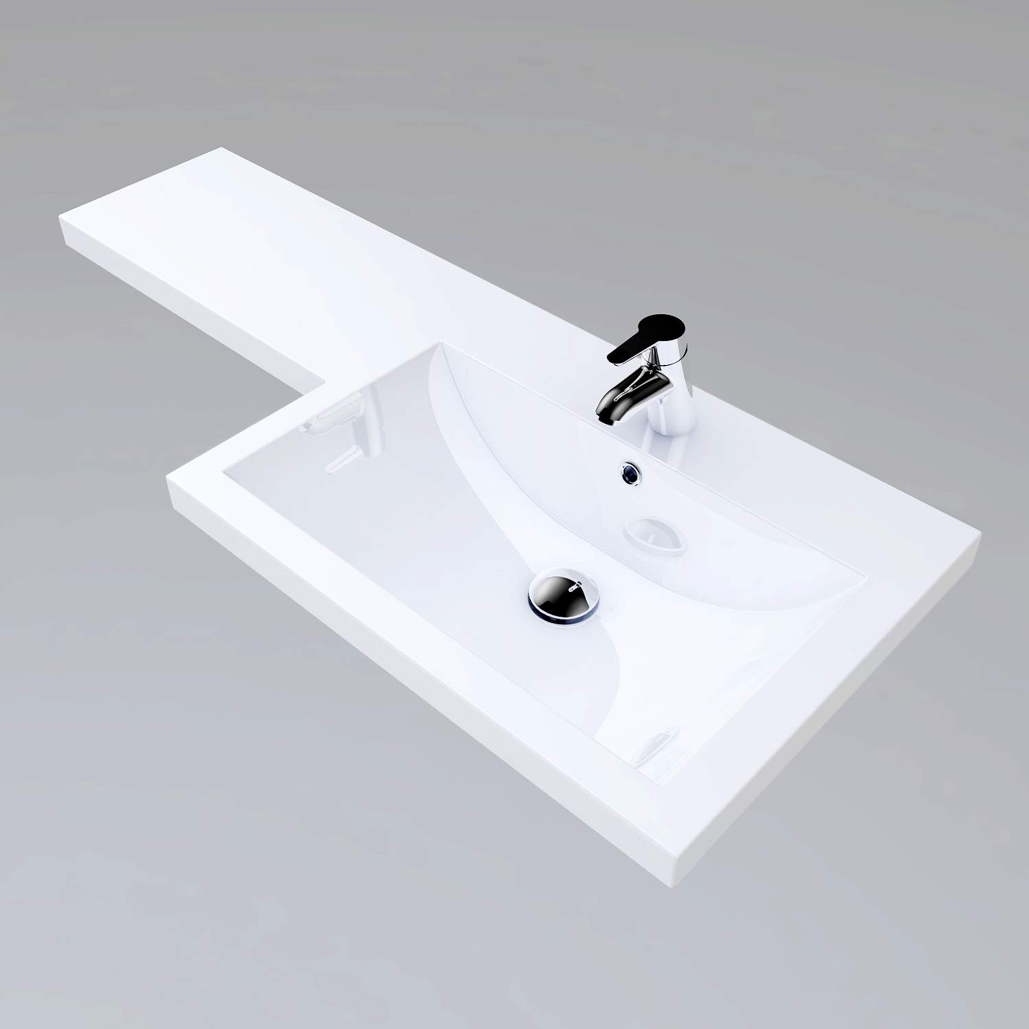 ELEGANT 1100mm L Shape Bathroom Vanity Sink Unit Furniture Storage,Right Hand High Gloss White ELEGANT 1100mm L Shape Bathroom Vanity Sink Unit Furniture Storage,Right Hand High Gloss White