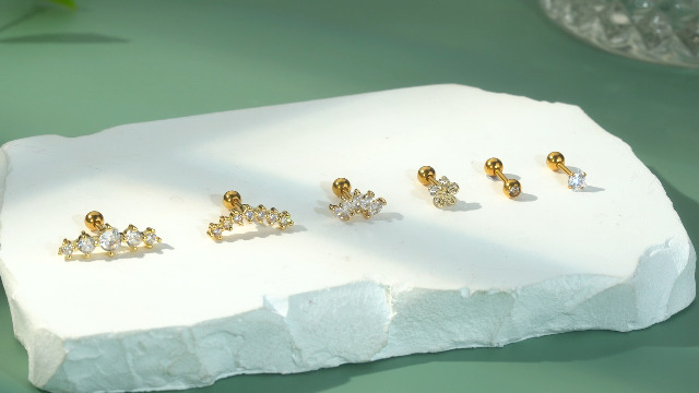 25 Orecchini In Acciaio Inox Per Cartilagine - Set Con CZ Per Donne, Tragus, Helix, Conch, 16G 6mm