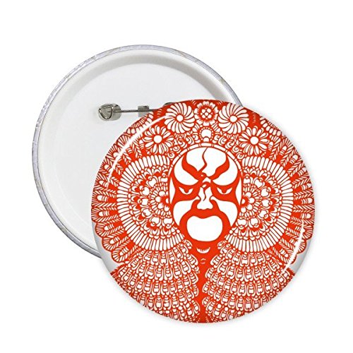 Masque Opéra de Pékin King Zhou broche ronde au design d'art traditionnel haut de gamme