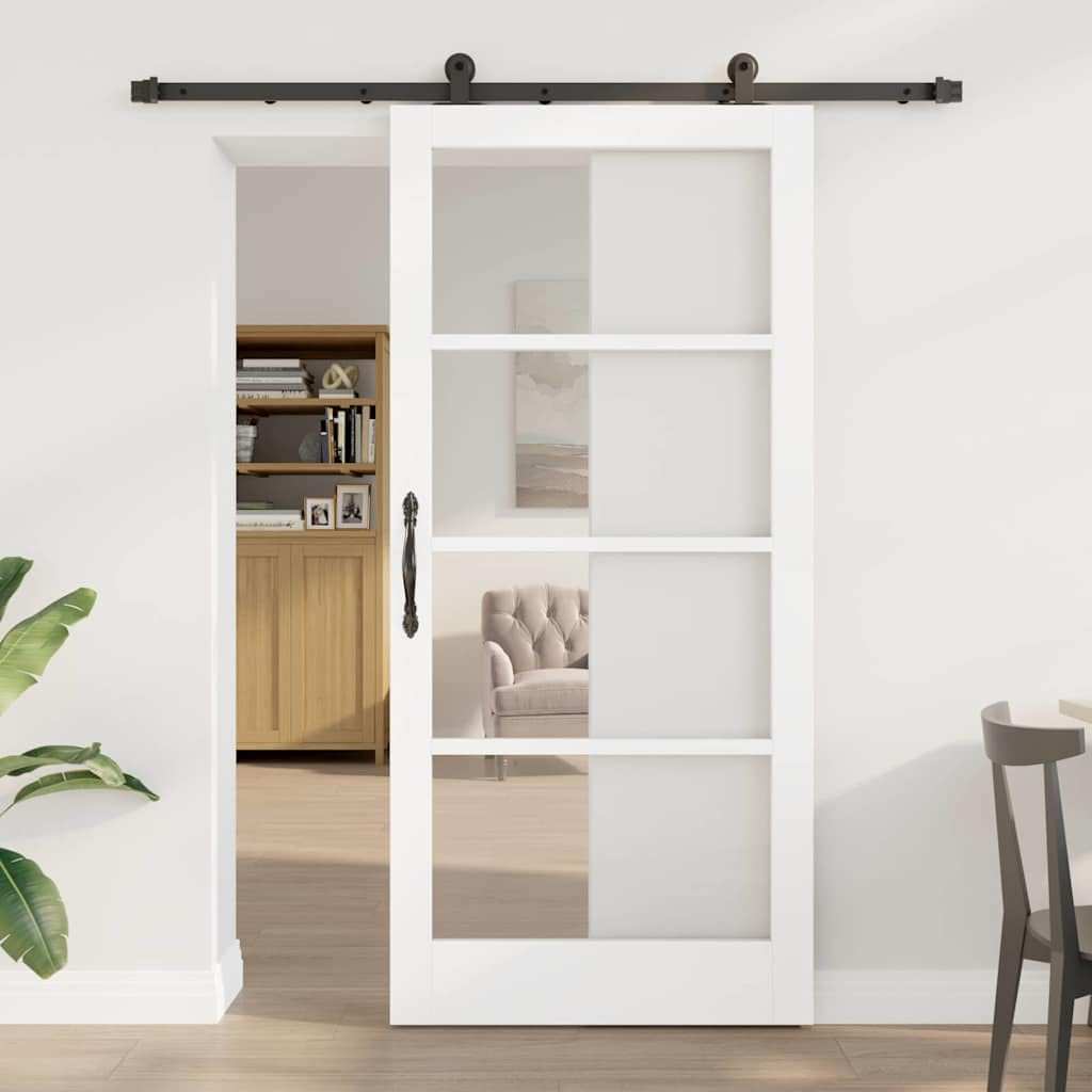 vidaXL Drzwi przesuwne ORKDAL 93 x 202 cm Lite drewno sosnowe i szkło