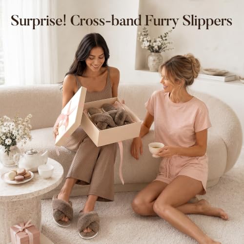 Image of Ankis Memory Foam Fuzzy Slippers for Women,Open Toe House Shoes