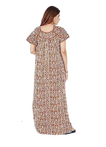 Image of Onekbhalo Women's Cotton Floral Kaftan Nighty Maxi Gown (OK Free Size)