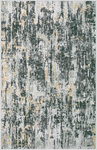 Area Rugs 5x7 Living Room: Washable Rug Modern Abstract Rugs Soft Non Slip Neutral Rug Stain Resistant Indoor Carpet for Bedroom Kitchen Dining Room Nursery Home Office Rugs(Black Grey Gold,5'x7') - image 8