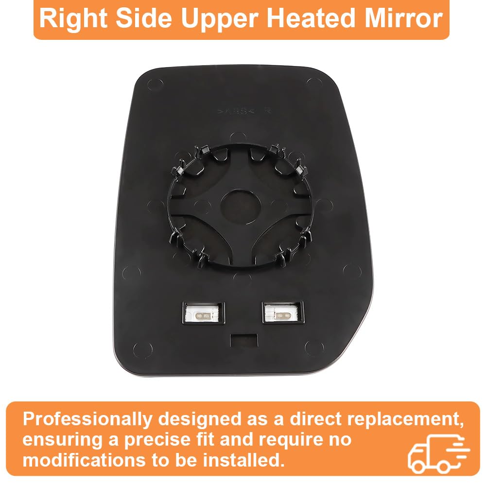SENZEAL Verre de Rétroviseur Remplacement pour Ford Transit MK6 MK7 2000-2013 Chauffant Retroviseur Extérieur (Supérieur Droit)