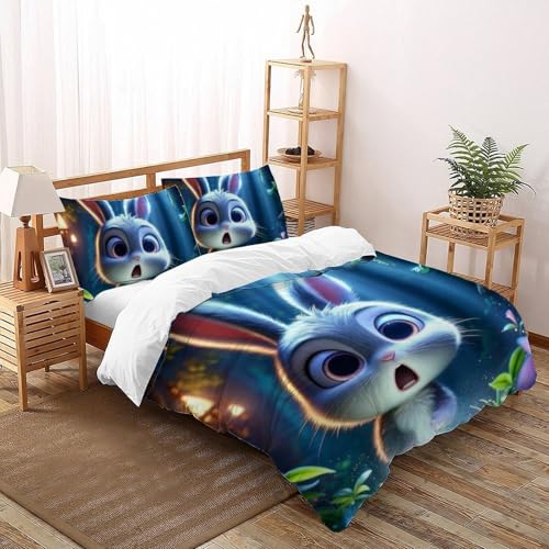 Housse de couette lapin zippée 200x200 en microfibre douce anti-plis - 2
