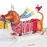 Paper Love Woofy Christmas Pop Up Card, Detachable 3D Christmas Cards, Gift for Christmas or Holidays, Thank You, Thinking of You | 5" x 7" Cover - Includes Envelope and Removable Note Tag