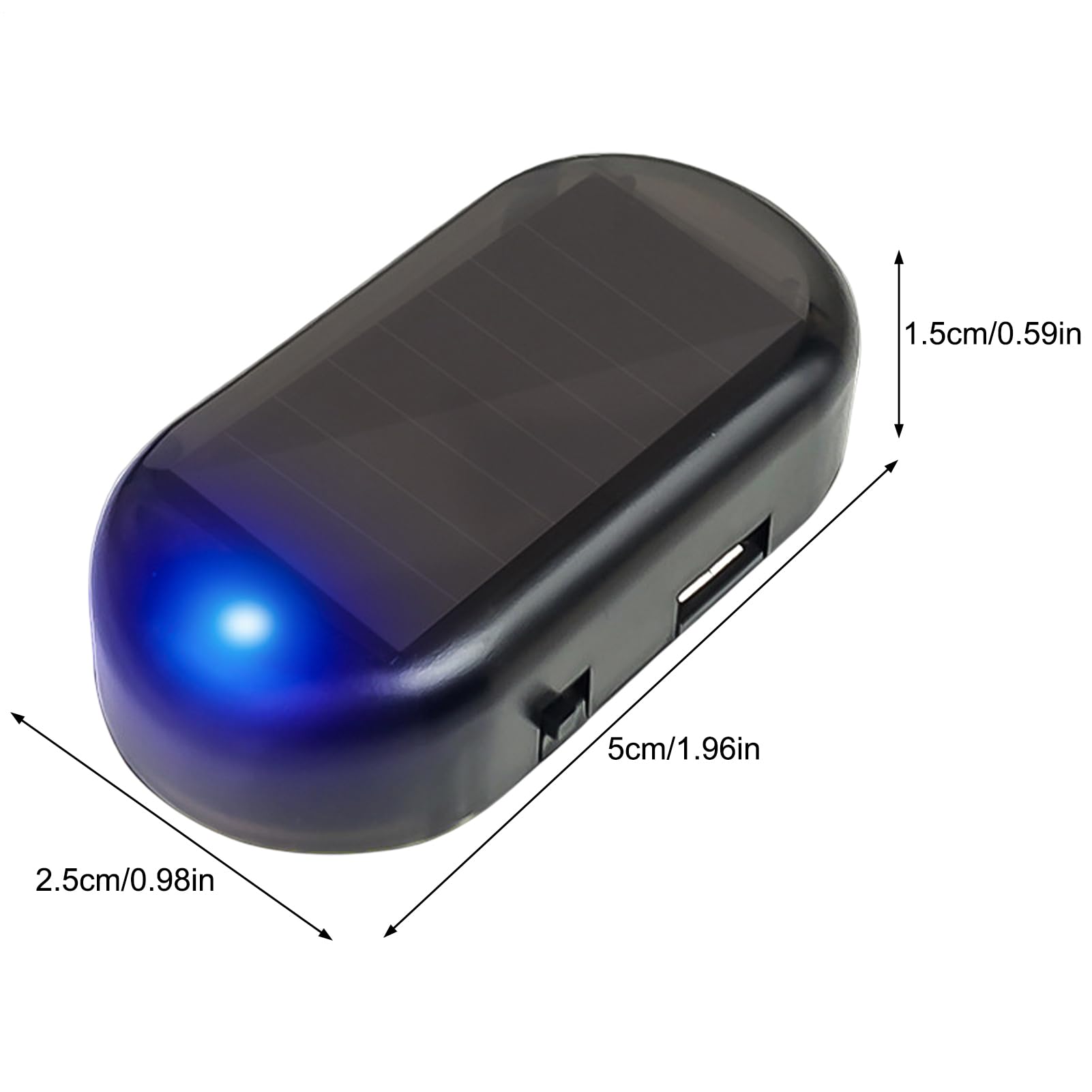 Luce Anti-Furto Auto Solare LED Lampeggiante con Sensore di Luce, Senza Batterie, Blu