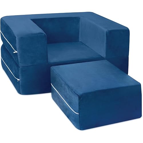 Milliard Kids Couch - Modular Kids Sofa for Toddler and Baby Playroom/Bedroom Furniture with Bonus Pillow (Navy Small)
