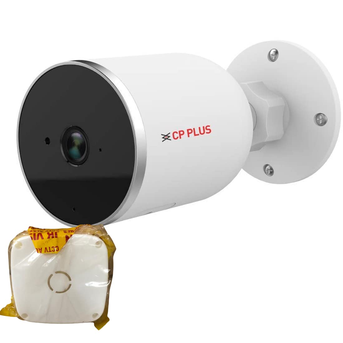 J.K.VISION PVC Box Compatible Cp-Plus Wi-Fi 1080p Full HD Bullet Outdoor Camera, White, CP-V21