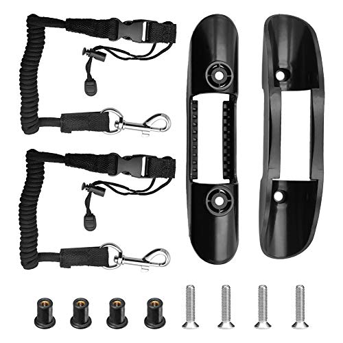 GEUNTECH 2 Pcs Kayak Paddle Clip and Stretchable Kayak Paddle Leash with Screws Nuts and Carabiner for Kayak Canoe Paddles, Surfboard and Fishing Poles Rods