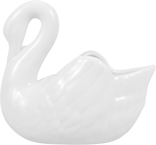 Yardwe Maceta de cisne blanco de cerámica, maceta con forma de cisne para suculentas, decoración del hogar, decoración del jardín (sin agujeros de