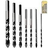 7 Stücke Fliesenbohrer Glasbohrer Set, Triangel Legierung Bohrer Sets 3/4/5/6/8/10/12mm für Porzellan, Keramik, Fliesen, Kunststoff, Mauerwerk und Holz
