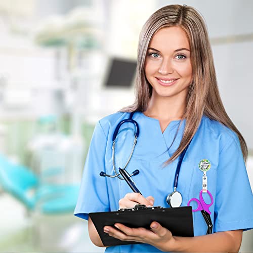 12 Pcs Scissors With Retractable Badge Reels And Pen Lights For Nurses Scissor Stainless Safety Bandage Scissors 5.9" Scissors For Doctor Nursing Student Present, Multi Colors #TOP5