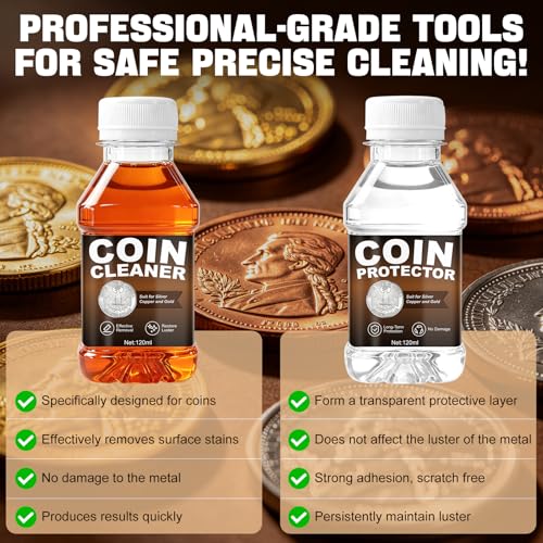 Kit de limpieza para monedas JAOJAO con 120ml limpiador y accesorios miniatura 3