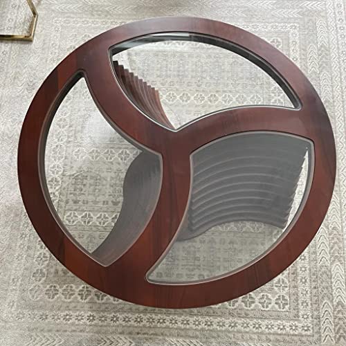 Super Sleek Round and Stylish Coffee Table Wooden and Tempered Glass Inlay 35 Inches, with Quintessential Mid-Century Modern Design, Sofa Table for Living Room, Walnut Finish, and Easy Assembly Super Sleek Round and Stylish Coffee Table Wooden and Tempered Glass Inlay 35 Inches, with Quintessential Mid-Century Modern Design, Sofa Table for Living Room, Walnut Finish, and Easy Assembly