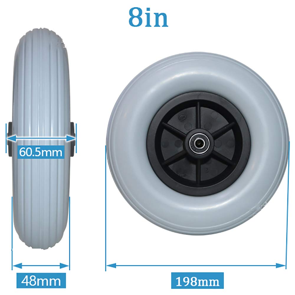8 "X 2" (200x50) PU Gummi Antirutsch Rollstuhlreifen Vordere Räder, Für Viele Standard-Rollstühle/Elektrorollstuhl 1 Paar Ersetzen