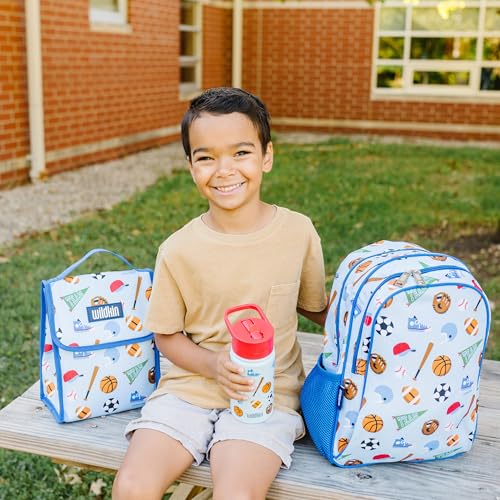 Image of Wildkin 15 Inch Backpack for Boys /Girls, Game On | Ages 5-10, padded straps, side water bottle pocket - coordinates with matching Wildkin lunch boxes