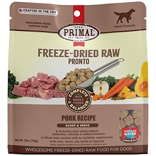 Primal-Freeze-Dried-Dog-Food-Pronto-Pork-Scoop-Serve-Complete-Balanced-Meal-Also-Use-As-Topper-or-Treat-Premium-Healthy-Grain-Free-High-Protein-Raw-Dog-Food-25-oz - Cucciolini Doodles   Primal-Freeze-Dried-Dog-Food-Pronto-Pork-Scoop-Serve-Complete-Balanced-Meal-Also-Use-As-Topper-or-Treat-Premium-Healthy-Grain-Free-High-Protein-Raw-Dog-Food-25-oz
